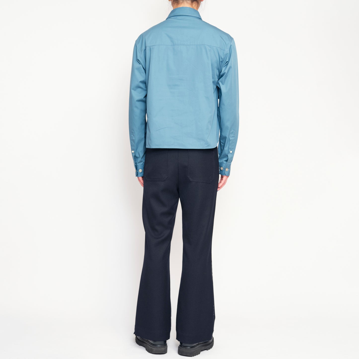 LONG POINT DOUBLE POCKET SHIRT【BLUE GRAY】
