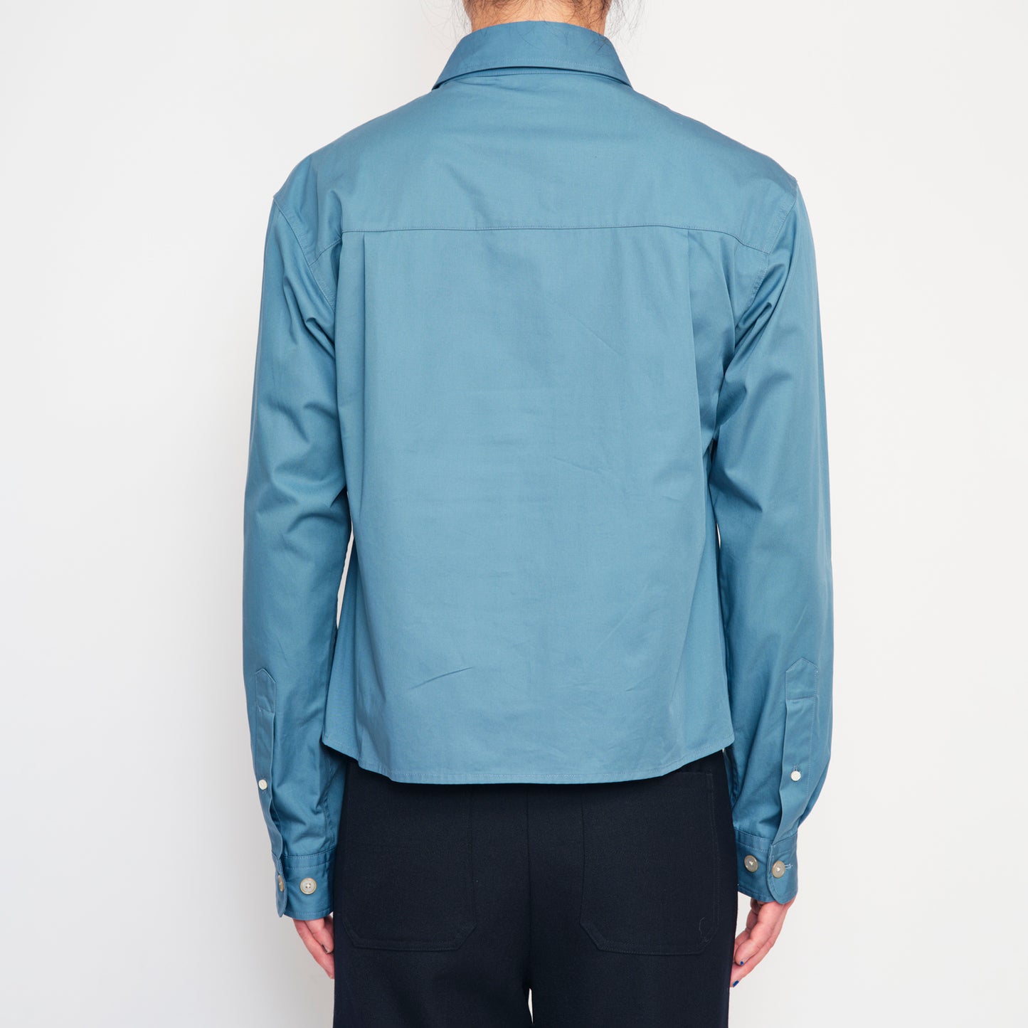 LONG POINT DOUBLE POCKET SHIRT【BLUE GRAY】